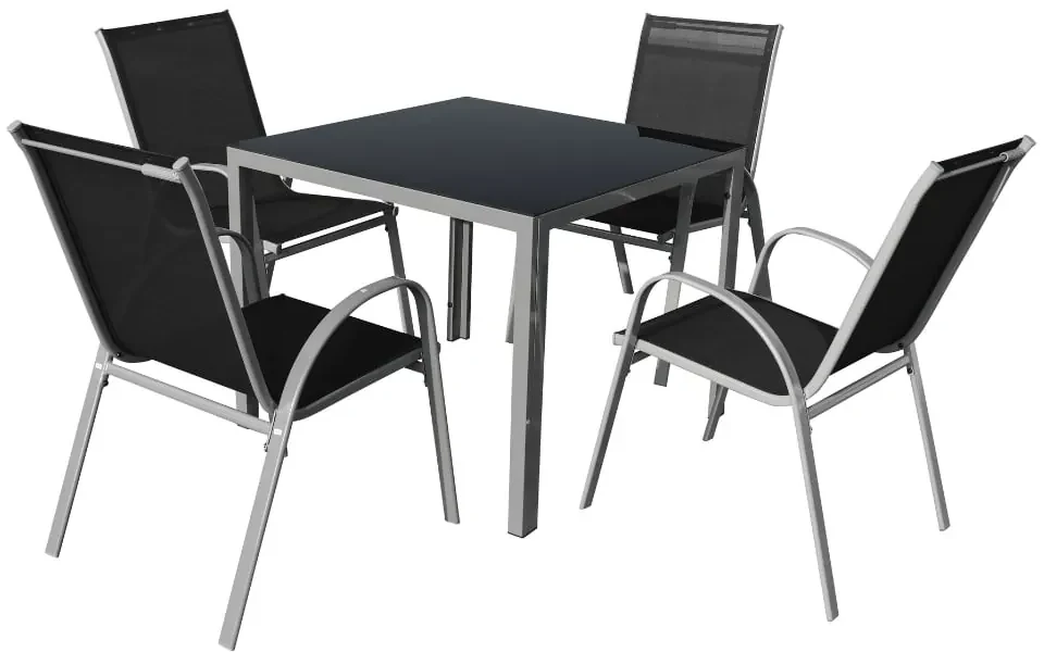 Set de gradina Lucio 2, patrat - 4 locuri, negru/gri