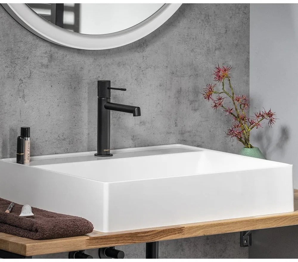 Baterie negru-mat pentru chiuvetă înaltă Solaris – Sapho