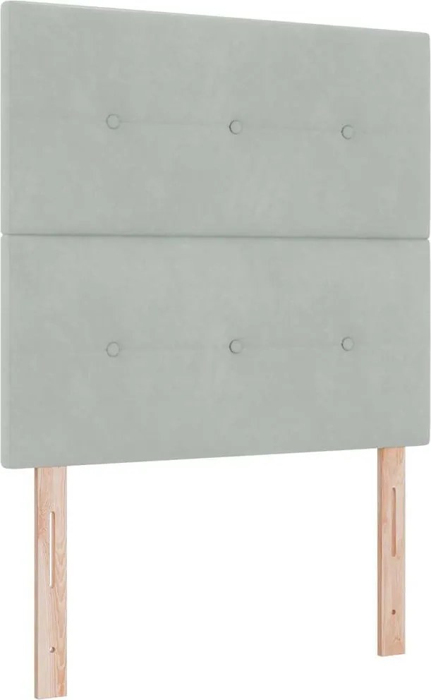 vidaXL Pat cu arc LED cu saltea Gri deschis 120 x 190 cm Catifea