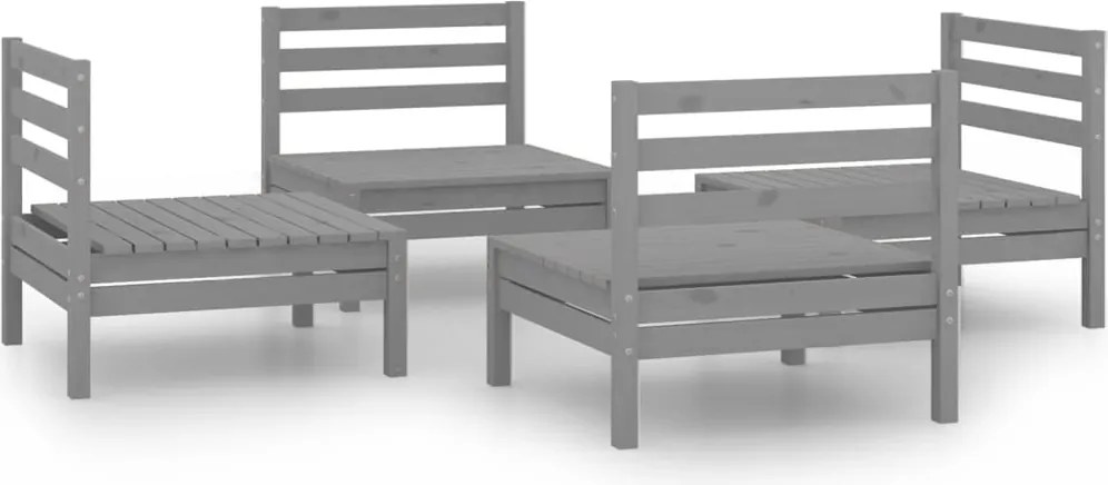 vidaXL Set mobilier de grădină, 4 piese, gri, lemn masiv de pin