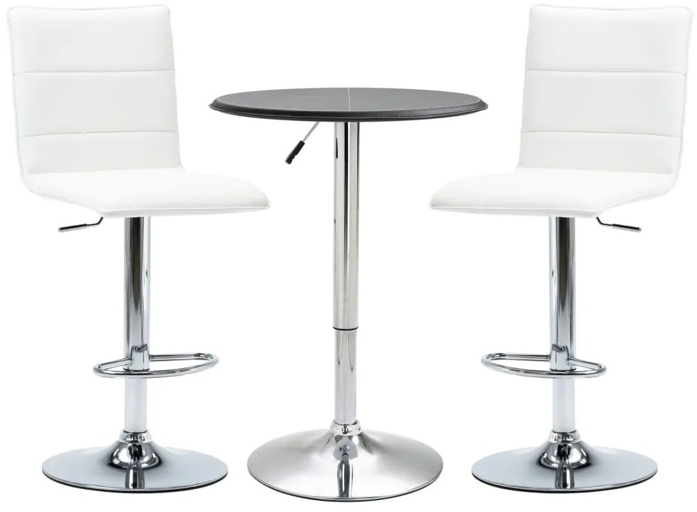 279601 vidaXL Set mobilier de bar, 3 piese, negru, piele ecologică