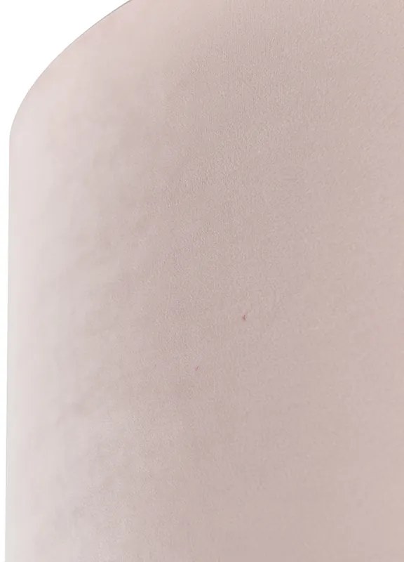 Abajur din catifea roz 50/50/25 cu interior auriu