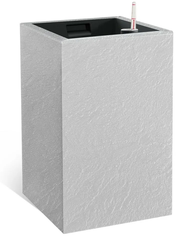 Ghiveci cu auto-udare Flower Lover CubicoStone alb, 27 x 42 cm