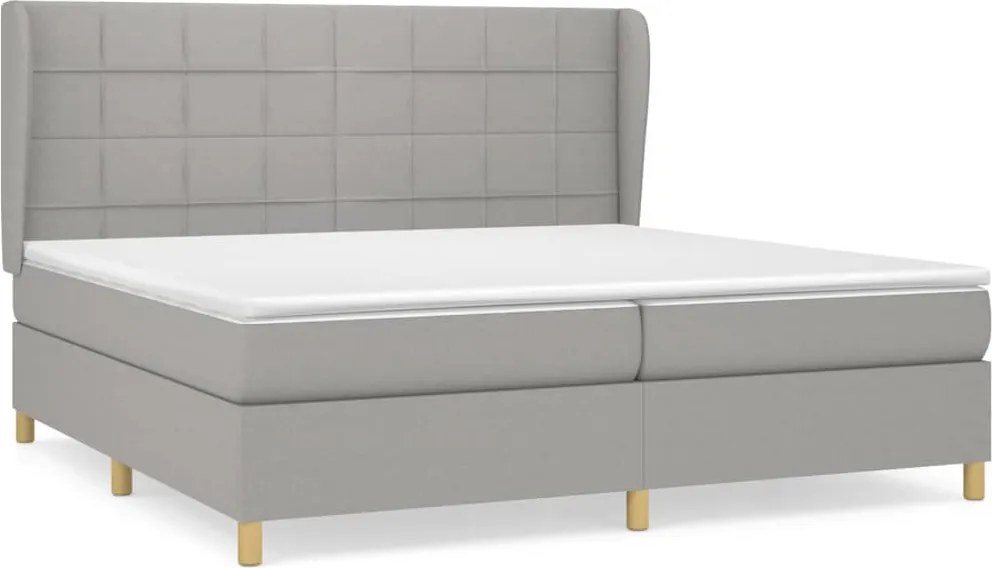 vidaXL Pat box spring cu saltea, gri deschis, 200x200 cm, textil