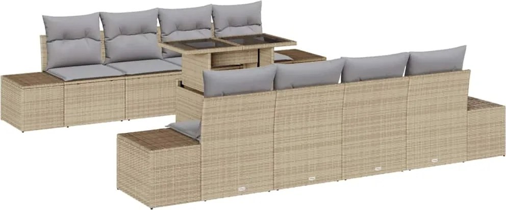 vidaXL Set de canapele pentru grădină 9 pcs Beige și gri deschis