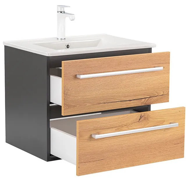 Mobilier complet de baie Vario Clam 60 antracit-stejar