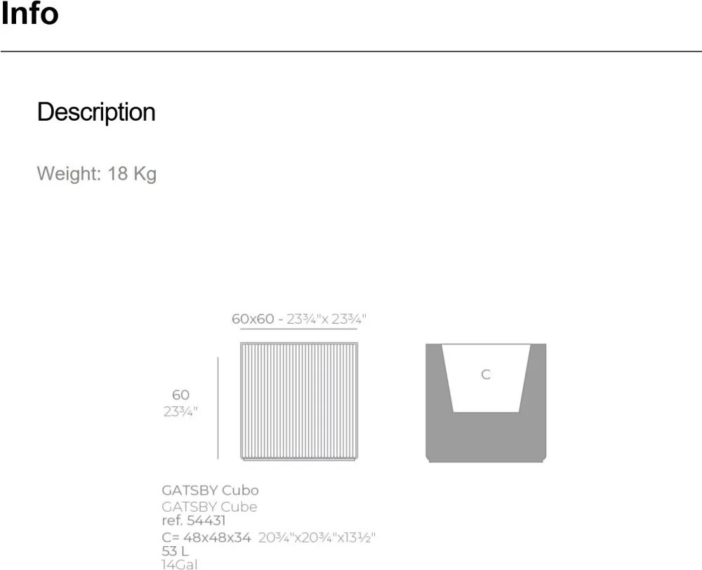 Ghiveci plante design decorativ modern exterior / interior GATSBY PRISMA 60x60x60cm