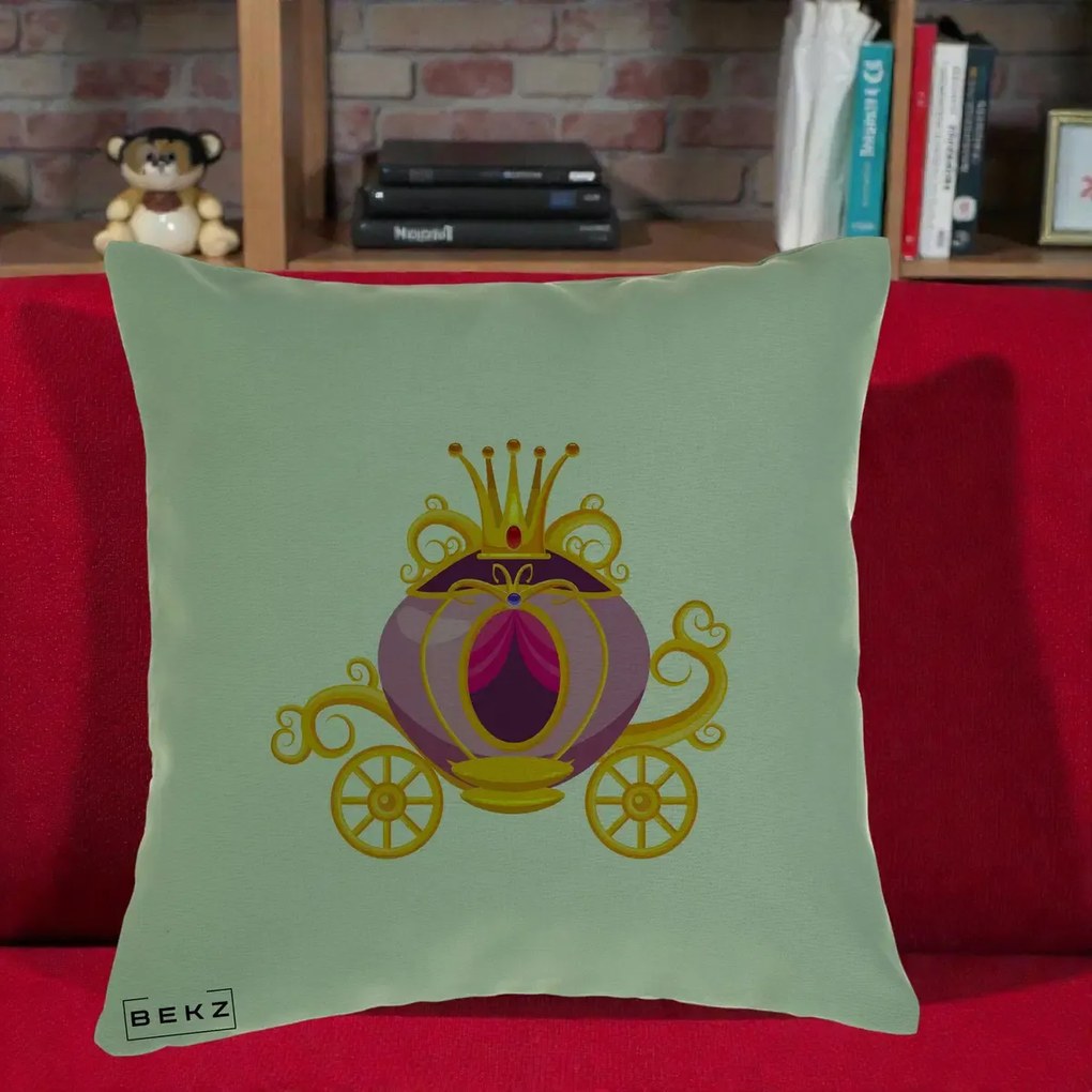 Perna Decorativa Trasura Regala Aurie, 40x40 cm, Verde, Husa Detasabila, Perna Inclusa, BEKZ®