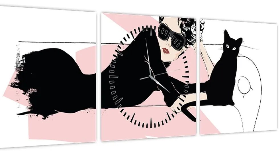 Tablou - Doamnă de modă (cu ceas) (90x30 cm)