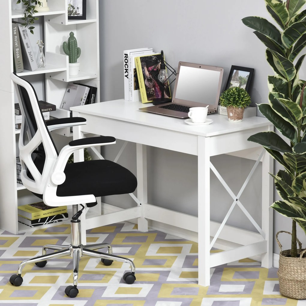 HOMCOM, Birou de Studiu, Stil Modern, MDF, Metal, 105x50x76 cm, Alb | Aosom Romania