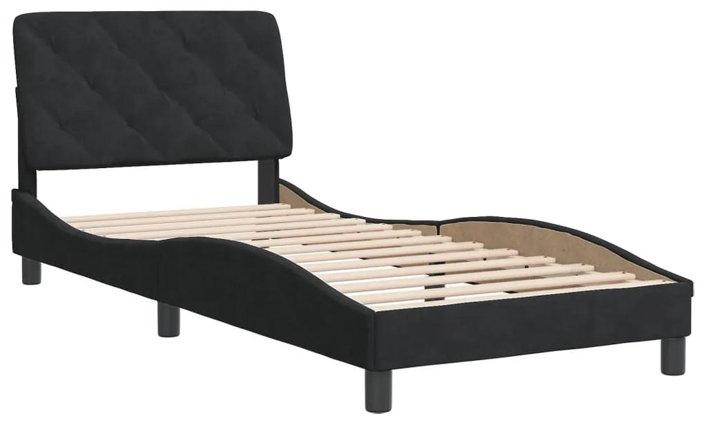3207895 vidaXL Cadru de pat cu tăblie, negru, 90x190 cm, catifea