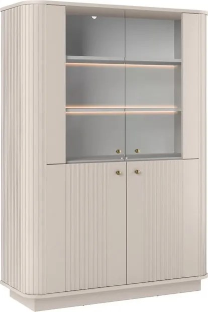 Vitrină Vesper 103 cm cu 4 uși - cașmir / mânere aurii