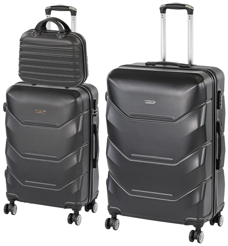 TraveLux Max X gurulós bőrönd szett fekete