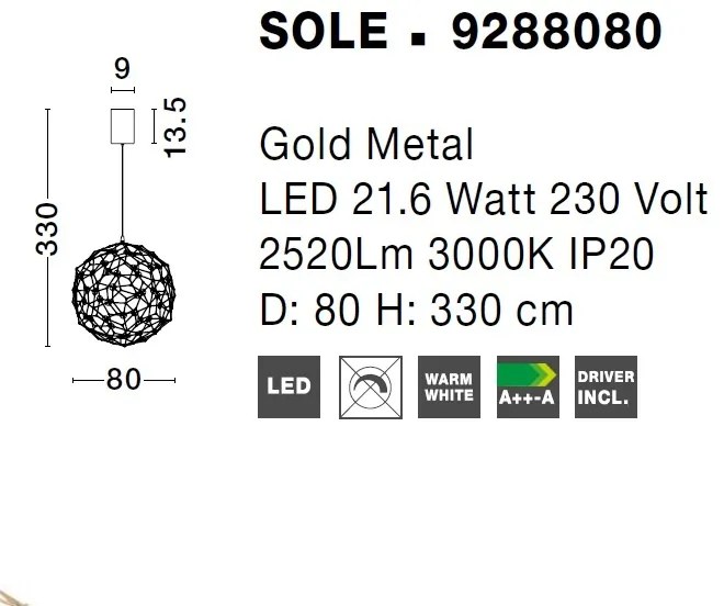 Lustra LED deosebita design modern SOLE, 80cm NVL-9288080