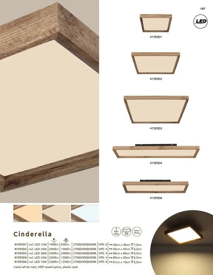 Plafoniera LED design modern Cinderella 45x45cm