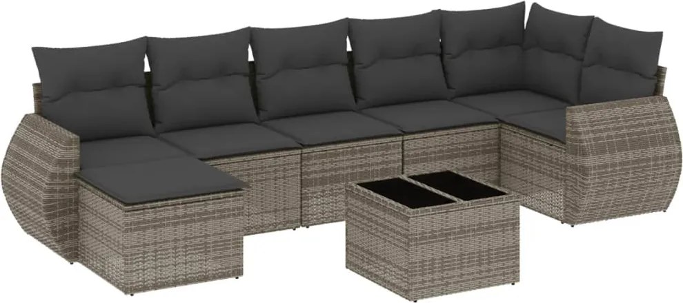 vidaXL Set canapele de grădină cu perne, 8 piese, gri, poliratan