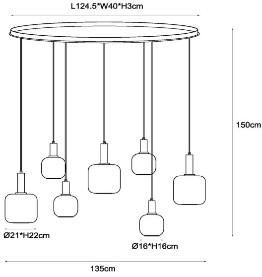 Lustră pe cablu Lucide 45405/07/30 ELOISE 7xE27/40W/230V negru