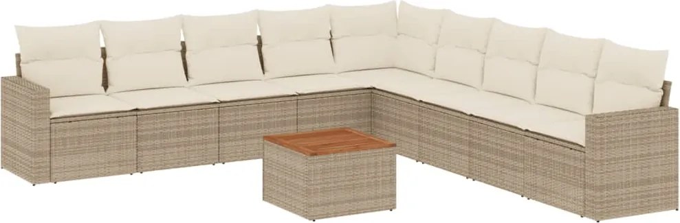 vidaXL Set canapele de grădină cu perne, 10 piese, bej, poliratan