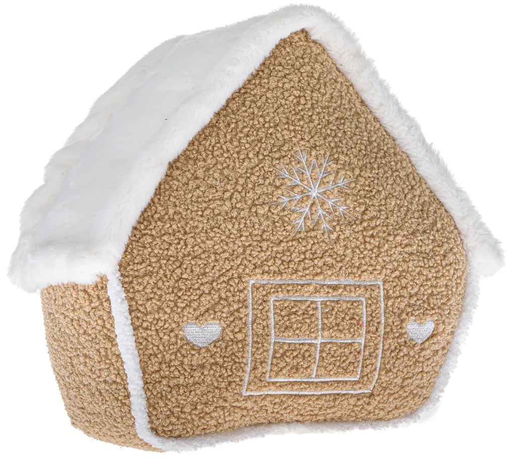 Decorațiuni de Crăciun Căsuță din material textilbej, 26 x 30 x 10 cm