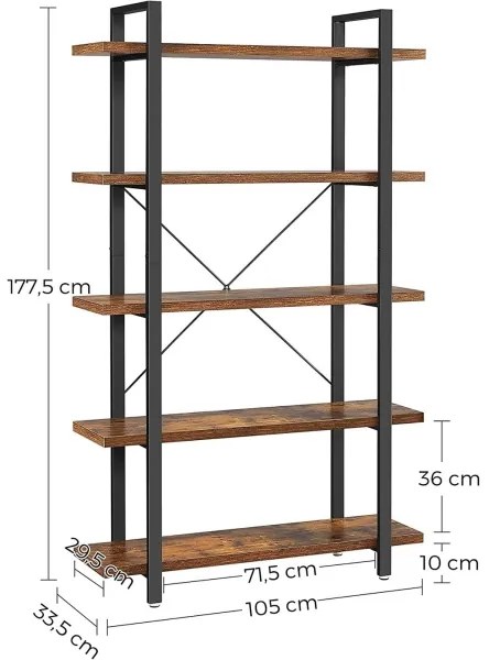 Bibliotecă NAVARO maro/negru