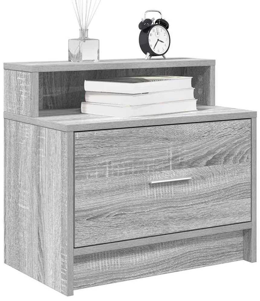 vidaXL Noptiere cu sertar 2 buc Gri Sonoma 51x31x47 cm