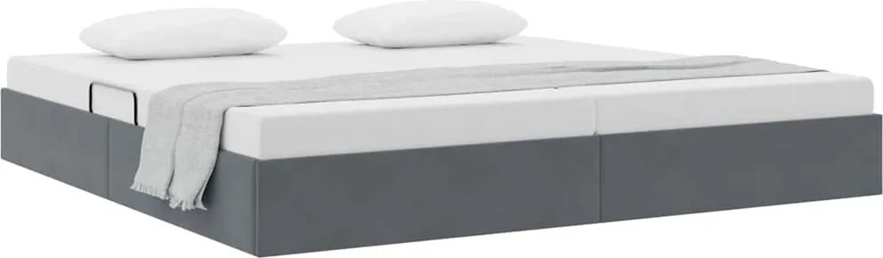 vidaXL Pat cu storage cu headboard Gri închis 200 x 200 cm Catifea