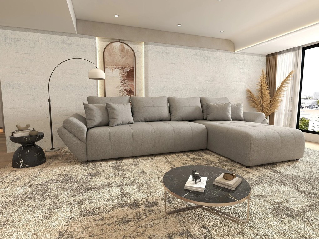 Colțar extensibil dumonde cu ladă de depozitare si sezut confortabil din spuma high-density, Berlin XL Enjoy Grey 350x185 cm II