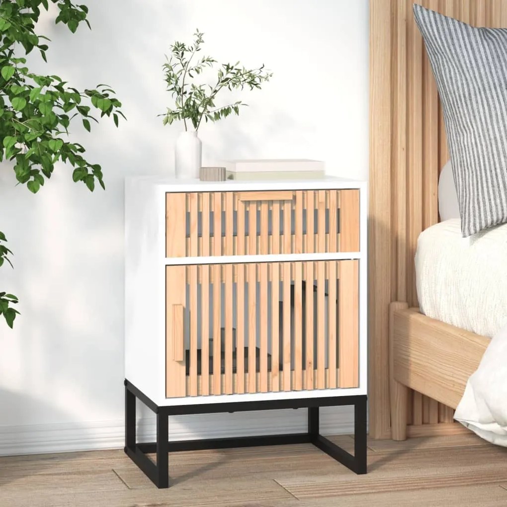 352091 vidaXL Noptieră, alb, 40x35x55,5 cm, lemn prelucrat