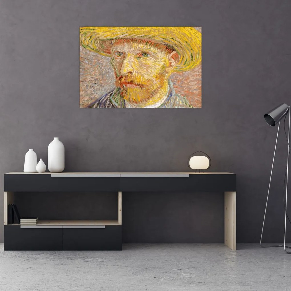 Tablou - Vincent van Gogh, Self-Portrait with a Straw Hat (The Potato Peeler), reproducere (90x60 cm)