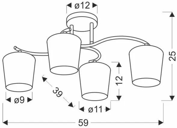 Lustră pe tijă ESNYR 4xE27/40W/230V negru/alb