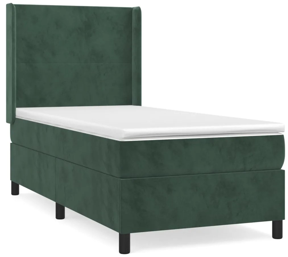 3132528 vidaXL Pat box spring cu saltea, verde închis, 80x200 cm, catifea