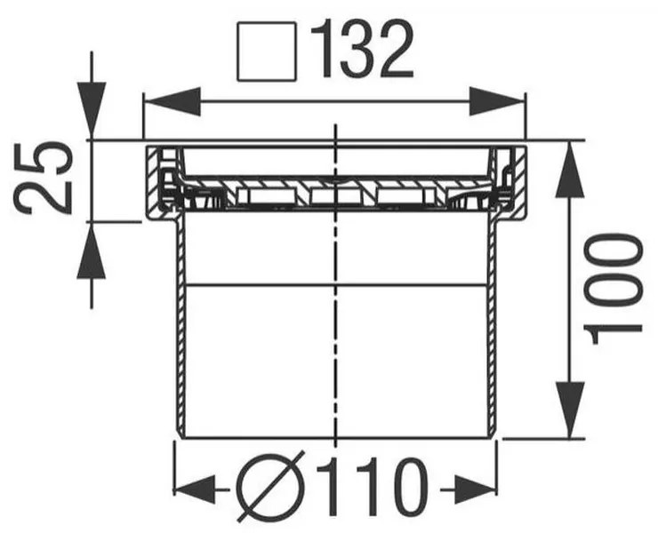 Sifon pardoseala baie cu margini inox Kessel, System 100