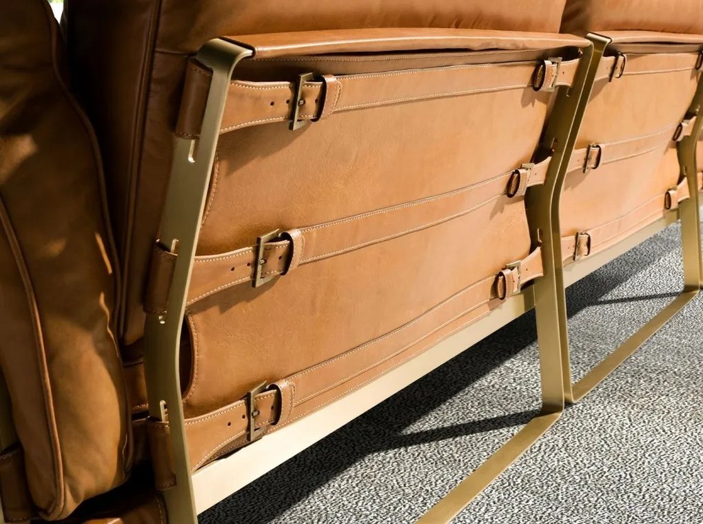 Canapea 2 locuri LUX design italian Cowhide camel