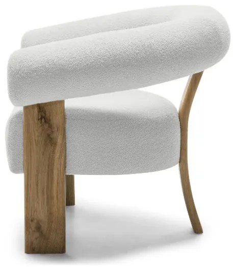Fotoliu design alb KOKEI, stejar