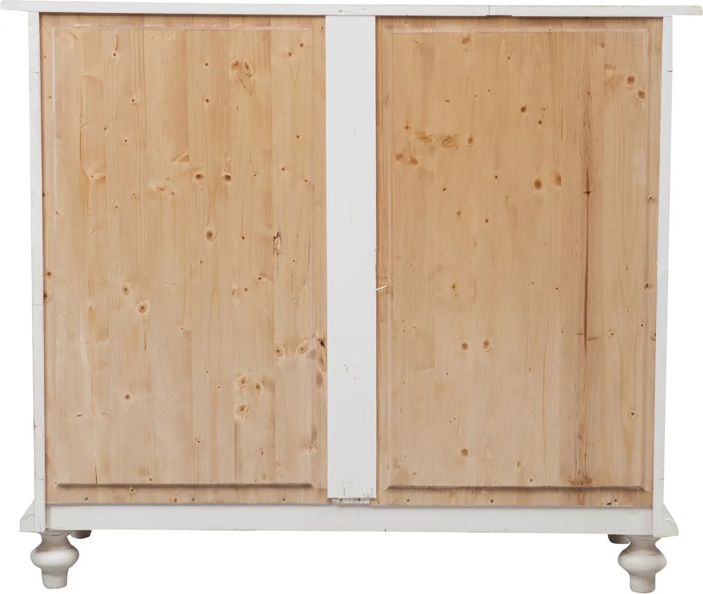 Comoda, L114 48 H99 cm, alb antichizat, lemn masiv