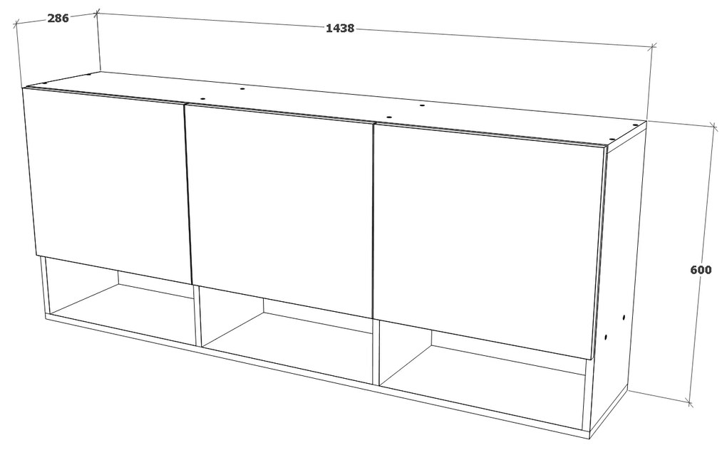 Dulap suspendat Malmo, 3 Usi, Stejar Artisan/Argila, 144 x 27 x 60 cm