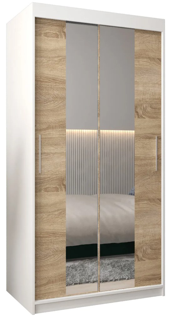 Dulap de haine 100 cm Toki 1 (alb mat + stejar sonoma). 1064876