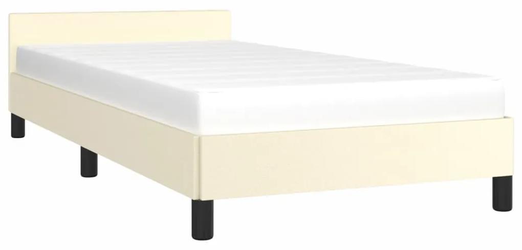 Cadru de pat cu tablie, crem, 90x190 cm, piele ecologica Crem, 90 x 190 cm