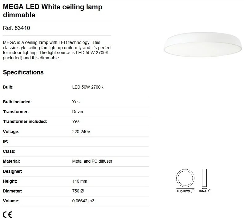Lustra LED dimabila aplicata design XXL 75cm MEGA