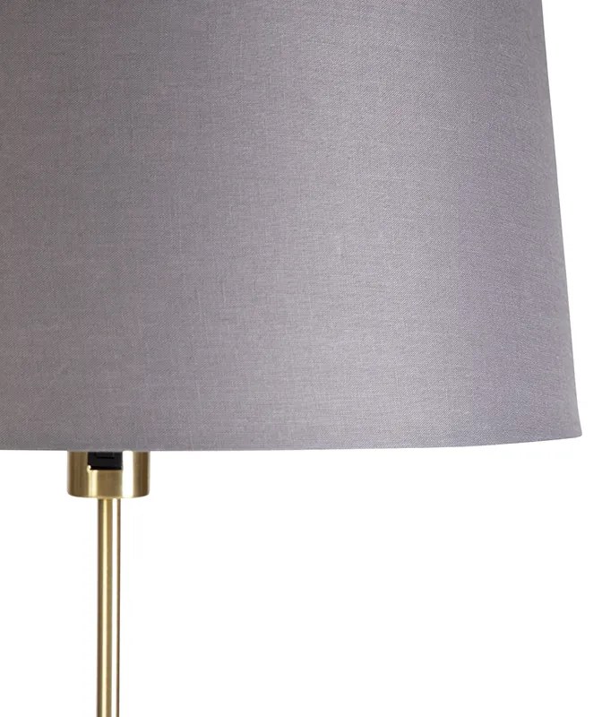 Lampă de podea auriu/alamă cu abajur din in gri 45 cm - Parte