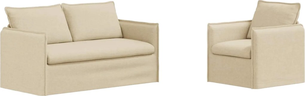 vidaXL Set de canapea 2 pcs Crem 196 x 82 x 85 cm țesătură