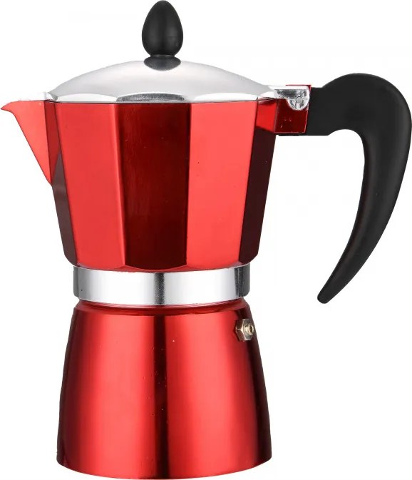 Resigilat: Cafetiera moka Rosberg R51173BP6, 6 cesti, 300 ml, Aluminiu, Rosu