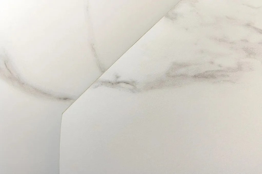 Masa extensibila cu design prin rotire Inception 130-190cm alb marmorat