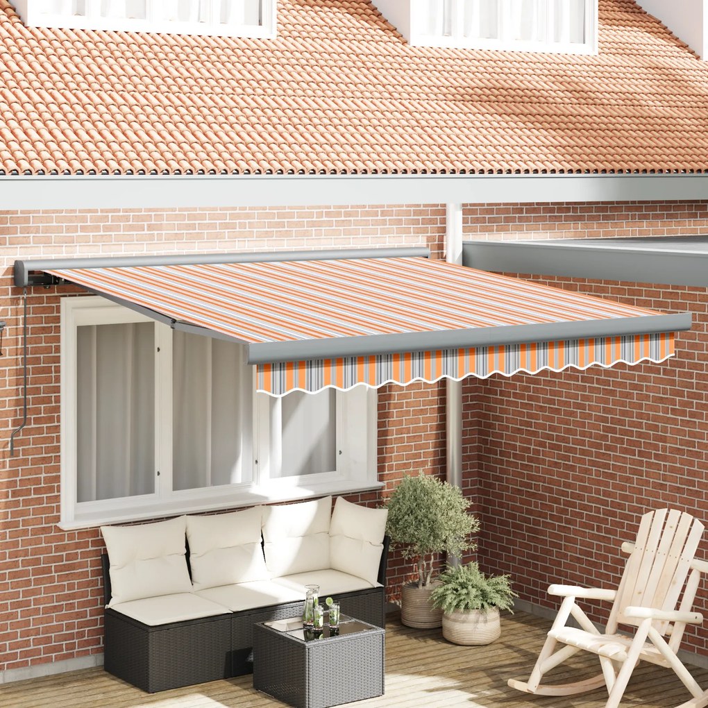 vidaXL Marchiză manuală retractabilă cu dungi multicolore 350x250 cm