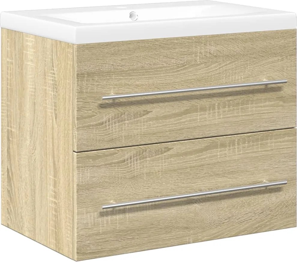 vidaXL Set mobilier de baie, 2 piese, stejar sonoma, lemn prelucrat