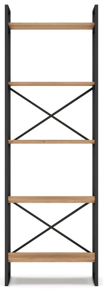 Etajeră negru/natural cu aspect de lemn de stejar 58x175 cm Dusan – Marckeric