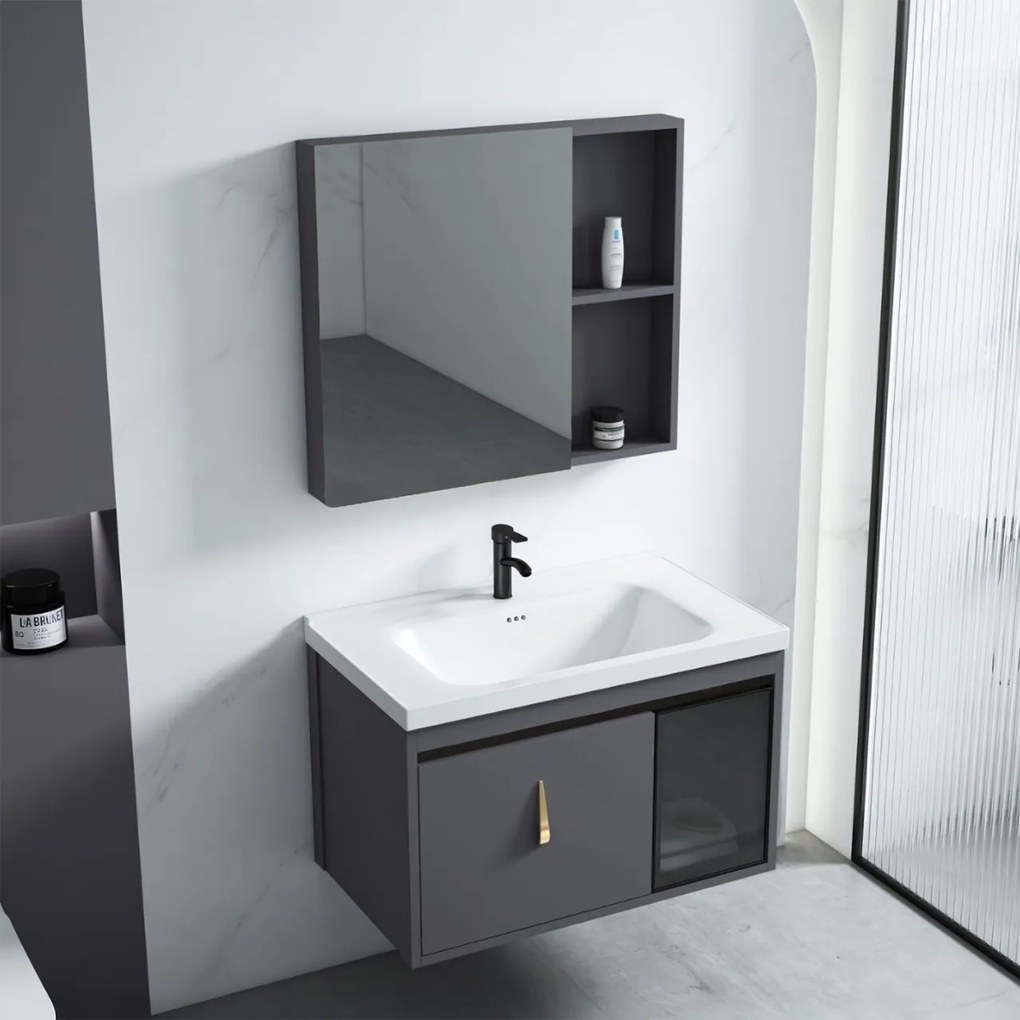 Set mobilier de baie cu lavoar Paris 60cm Grey