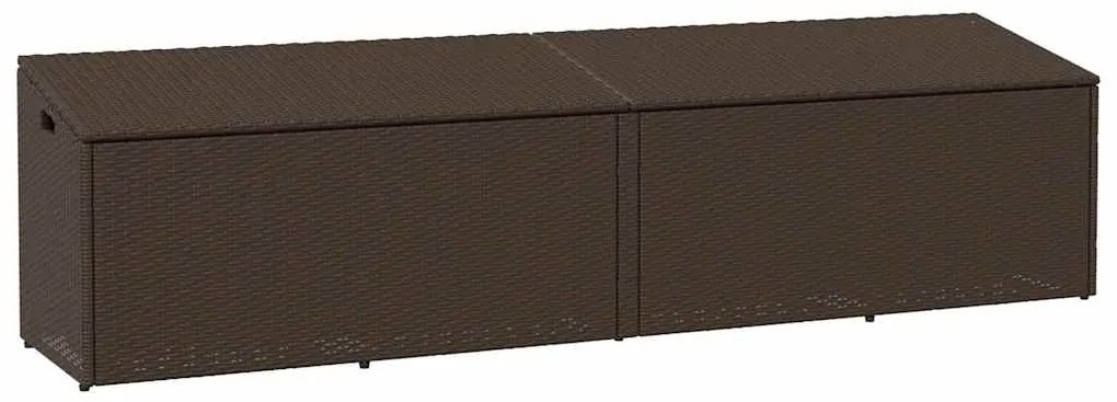 vidaXL Cutie de depozitare de grădină maro 220x50x58 cm Poly Ratan