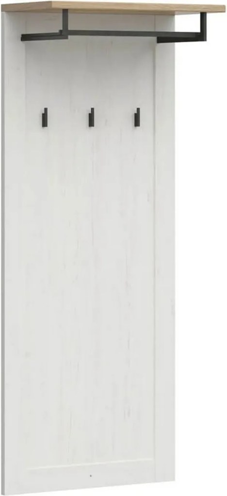 Cuier hol LOKSA, alb/stejar, PAL laminat, 59x30x143 cm