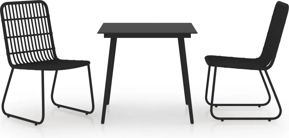 vidaXL Set mobilier de exterior, 3 piese, poliratan și sticlă